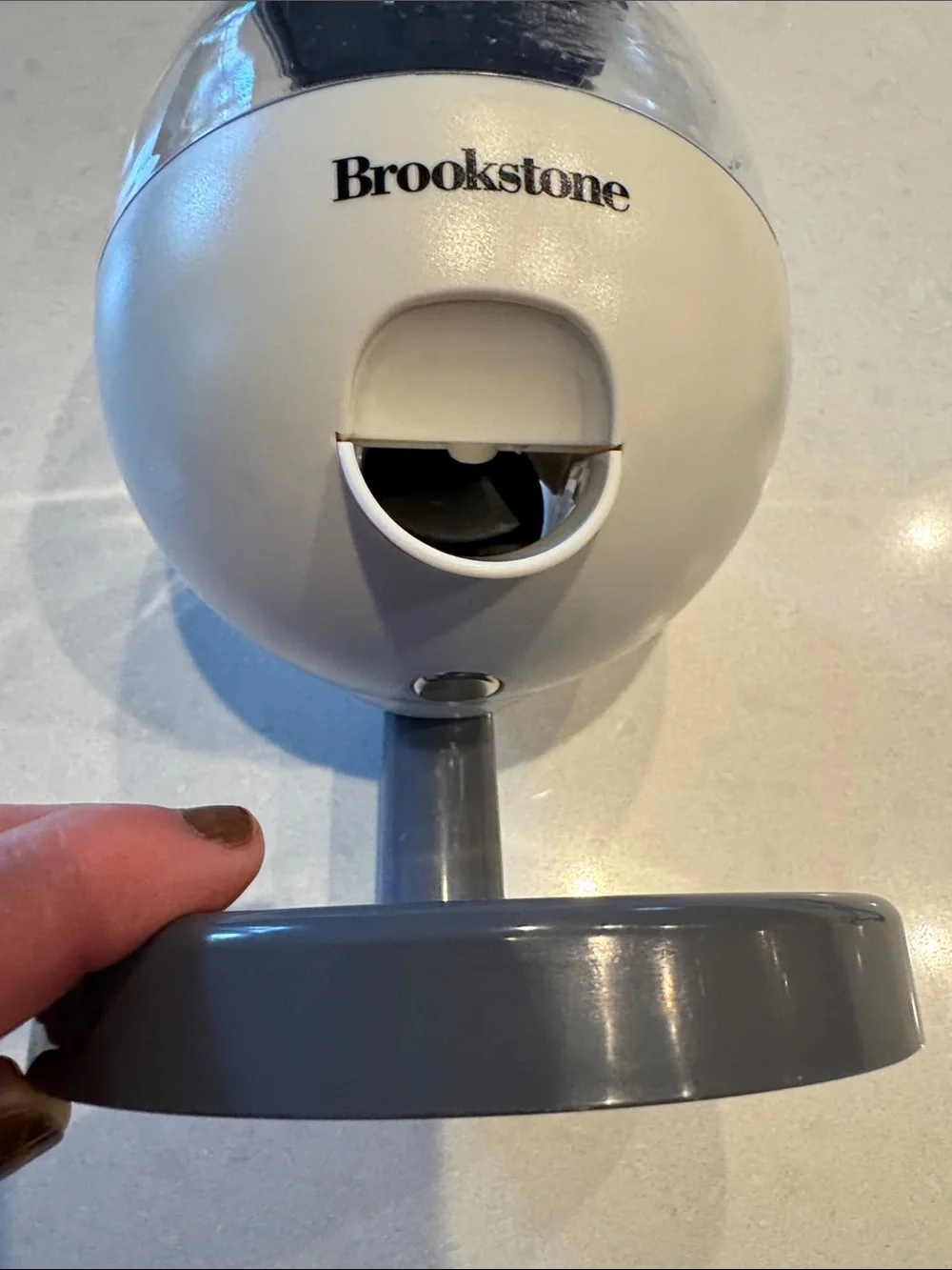 Brookstone Gray and Clear Egg-Shaped Candy treat nut Dispenser